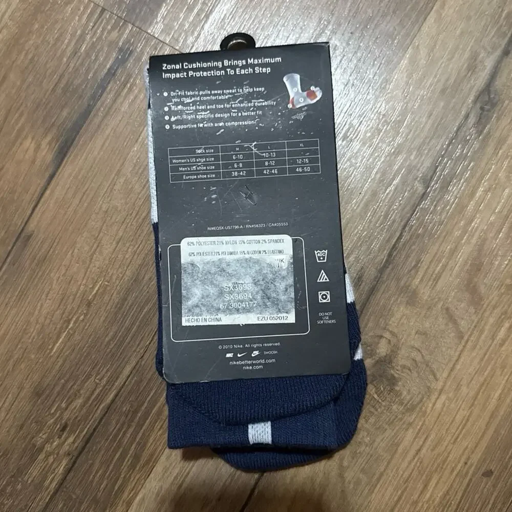 2010 Nike Elite Cushioned Basketball Dri-Fit Navy Blue EZU-052012 Crew Socks